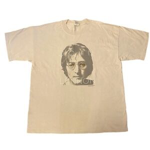 Vintage 90s Cronies Cream Short Sleeve Crew John Lennon Music Beatles T-Shirt XL